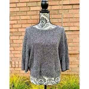 EUC Free People Oversized Black White 3/4 Sleeve Crop Sweater XS